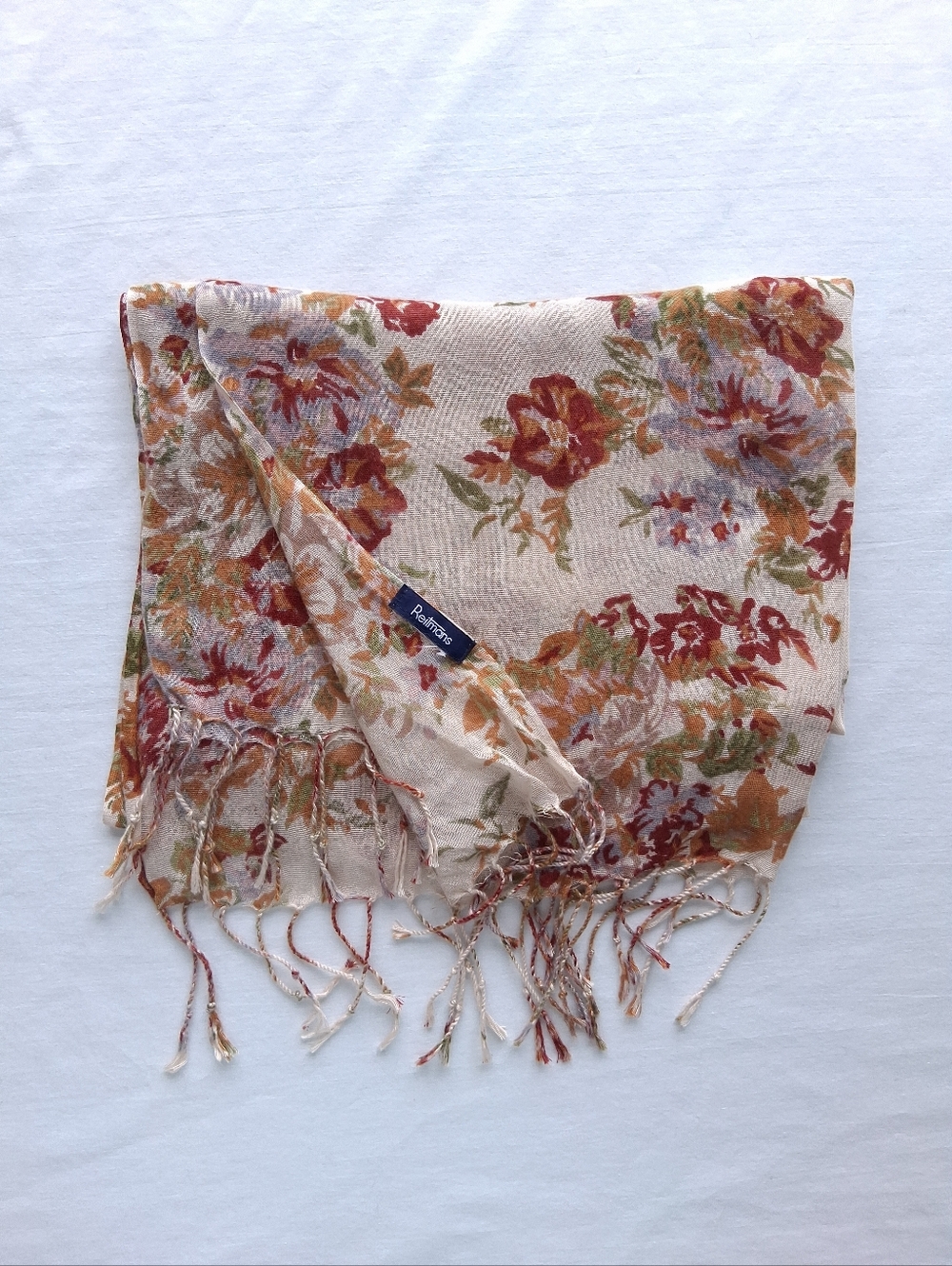Reitmans Scarf Floral Lightweight Rectangular Cream, Red & green - Picture 12 of 15